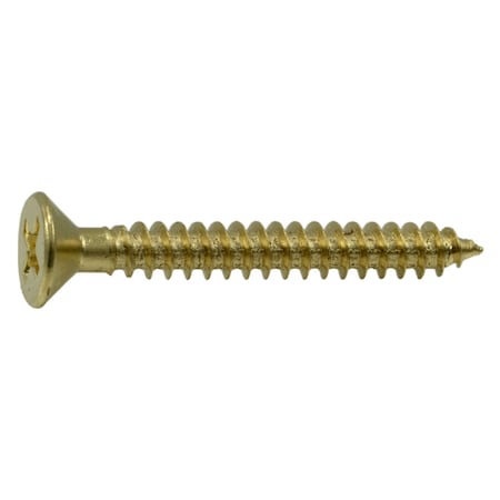 Midwest Fastener Wood Screw, #7, 1-1/4 in, Plain Brass Flat Head Phillips Drive, 25 PK 69867